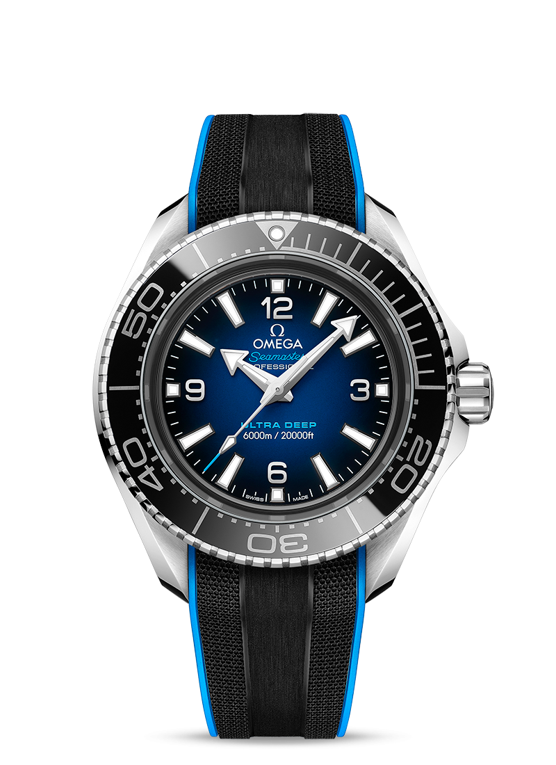 Shop Omega Planet Ocean 6000M Co Axial Master Chronometer 45.5mm Blue Dial Black Rubber Strap Watch for Men - 21532462103001 in USA