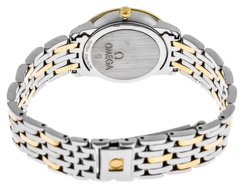 Shop Omega De Ville Prestige Quartz Diamonds Mother of Pearl Dial Two Tone Steel Strap Watch for Women - 424.25.27.60.55.001 in USA
