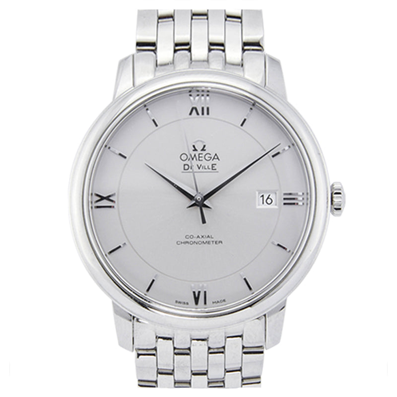 Shop Omega De Ville Prestige Co-Axial Silver Dial Silver Steel Strap Watch for Men - 424.10.40.20.02.003 in USA