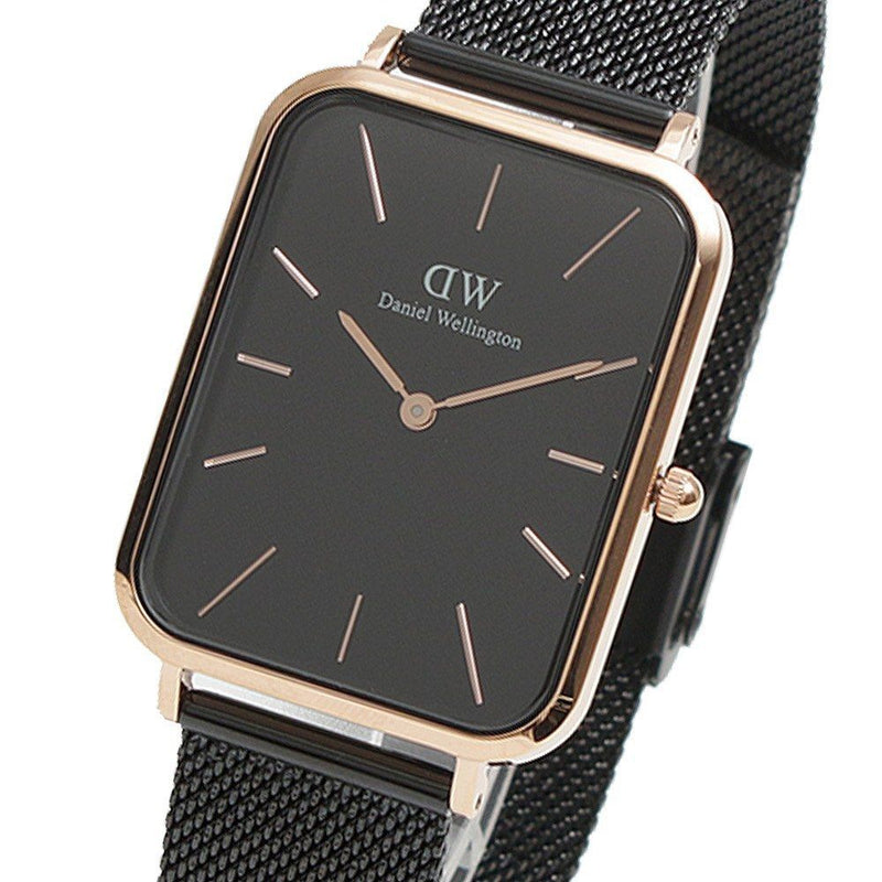 Daniel Wellington Quadro Pressed Ashfield Black Dial Black Mesh Strap Watch for Women - DW00100467 Buy Now By Daniel Wellington