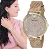 Emporio Armani Kappa Quartz Mother of Pearl Taupe Dial Brown Leather Strap Watch For Men - AR11151 Buy Now By Emporio Armani
