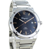 Shop Salvatore Ferragamo F-80 Classic Black Dial Silver Steel Strap Watch for Men - SFDT02423 in USA