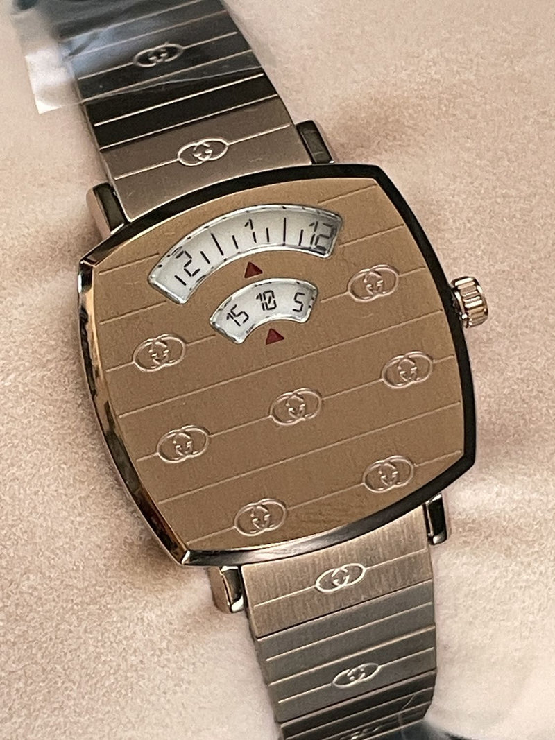 Gucci Grip Quartz Rose Gold Dial Rose Gold Steel Strap Watch For Women - YA157505 Buy Now By Gucci