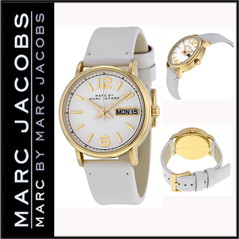 Marc Jacobs Fergus Grey Dial Grey Leather Strap Watch for Women - MBM8654