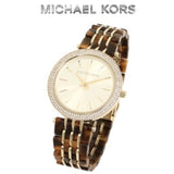 Michael Kors Darci Gold Dial Brown Two Tone Steel Strap Watch for Women - MK4326