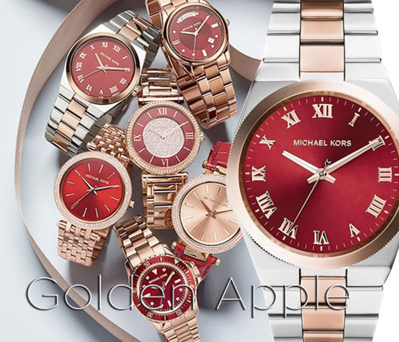 Michael Kors Channing Quartz Red Dial Two Tone Steel Strap Watch For Women - MK6114 Buy Now By Michael Kors