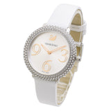 Shop Swarovski Crystal Frost Silver Dial White Leather Strap Watch for Women - 5484070 in USA