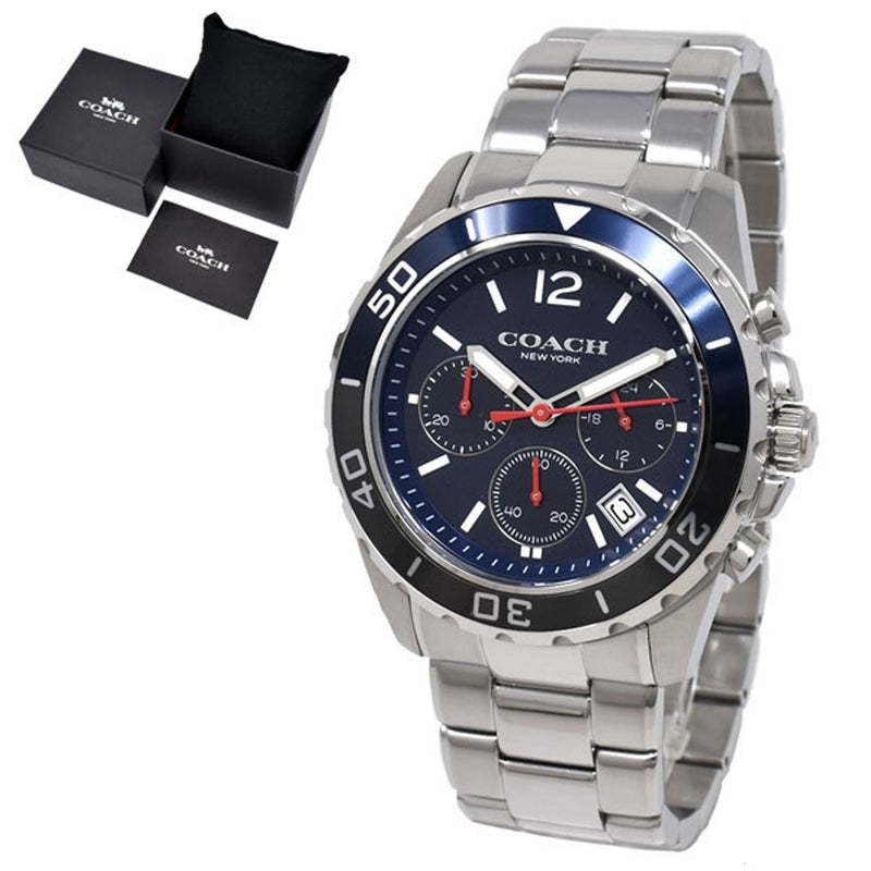 Coach Kent Chronograph Blue Dial Silver Steel Strap Watch for Men - 14602555 Buy Now By Coach
