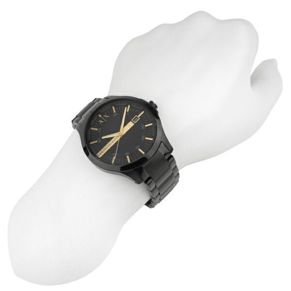 Armani Exchange Hampton Chronograph Black Dial Black Steel Strap Watch For Men - AX2413