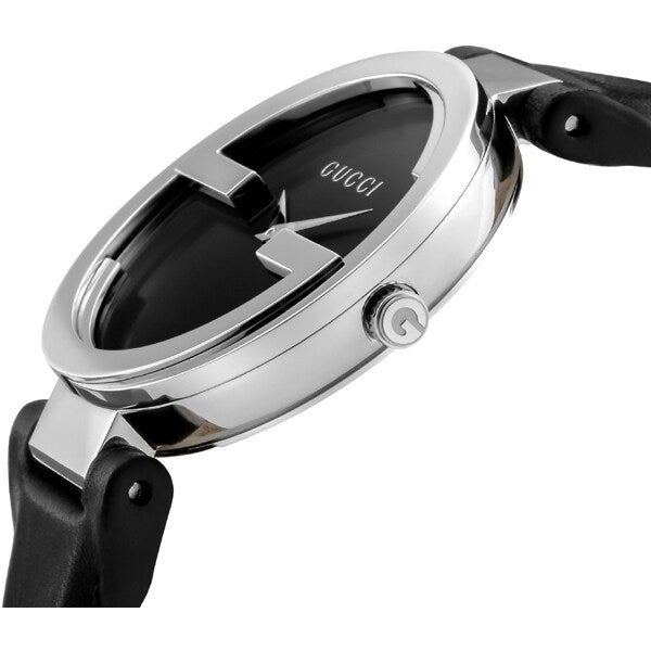Gucci G Interlocking Black Dial Black Leather Strap Watch For Women - YA133301 Buy Now By Gucci