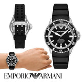 Emporio Armani Sea Explorer Automatic Black Dial Black Silicone Strap Watch For Men - AR60078