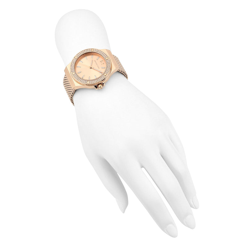 Michael Kors Lennox Three Hand Rose Gold Dial Rose Gold Mesh Strap Watch For Women - MK7336 Buy Now By Michael Kors