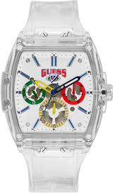 Guess Phoenix J Balvin White Dial Transparent Silicone Strap Watch For Men - V1051M1 Buy Now By Guess