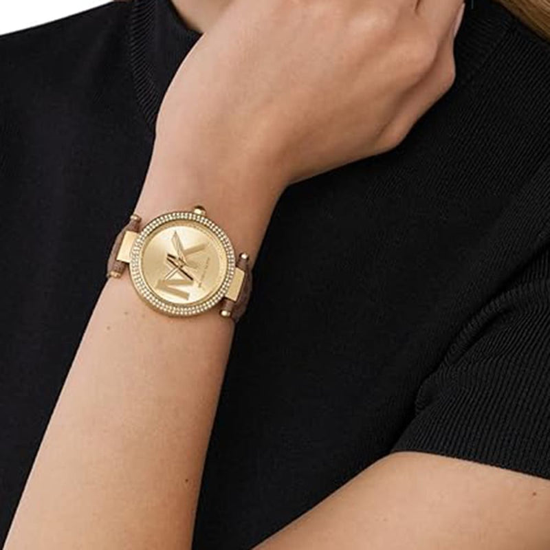 Michael Kors Parker Three Hand Gold Dial Brown Leather Strap Watch For Women - MK2973 Buy Now By Michael Kors