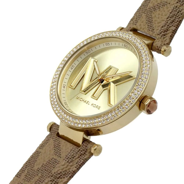 Michael Kors Parker Three Hand Gold Dial Brown Leather Strap Watch For Women - MK2973 Buy Now By Michael Kors