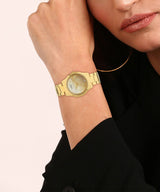 Shop Guess Crush Gold Dial Gold Steel Strap Watch For Women - GW0020L2 in USA