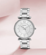 Fossil Carlie Silver Dial Silver Steel Strap Watch for Women - ES4341 Buy Now By Fossil