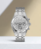 Shop Guess Continental Silver Dial Silver Steel Strap Watch for Men - GW0261G1 in USA