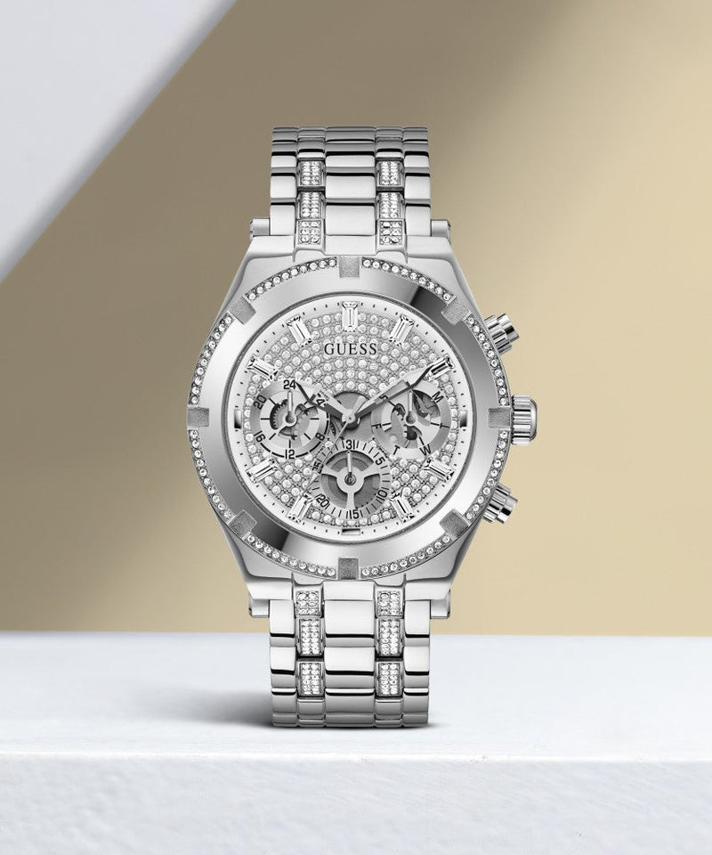 Shop Guess Continental Silver Dial Silver Steel Strap Watch for Men - GW0261G1 in USA
