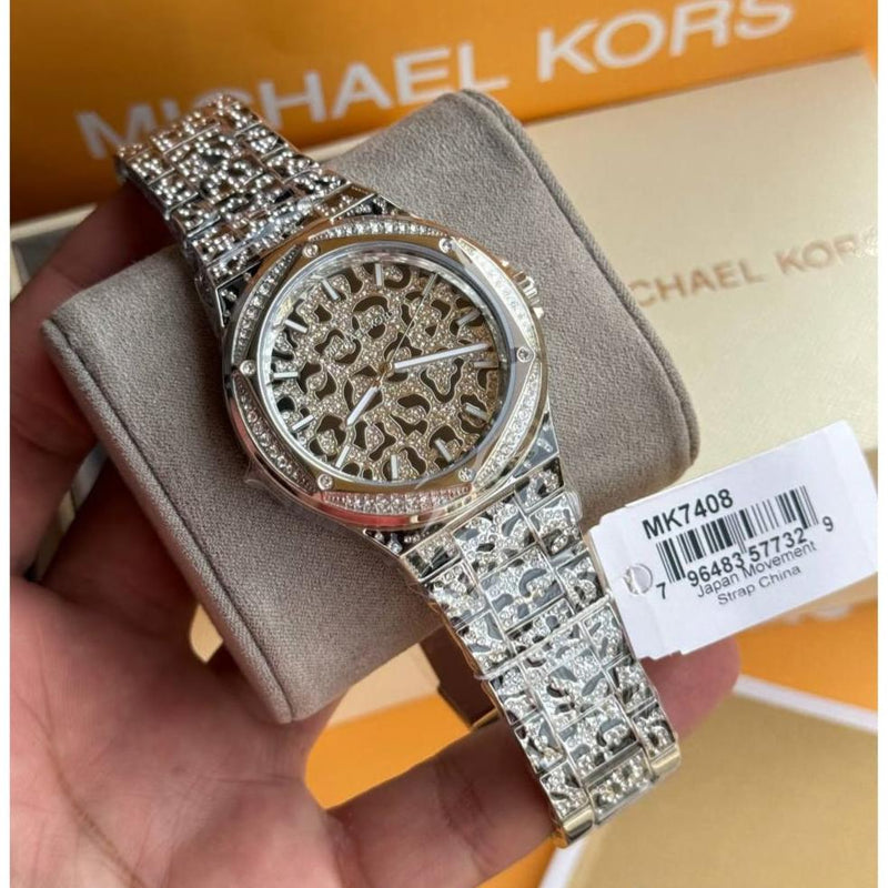 Michael Kors Lennox Analog Crystals Silver Dial Silver Steel Strap Watch For Women - MK7408 Buy Now By Michael Kors