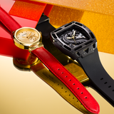 Guess Trend Dragon Gold Dial Red Leather Strap Watch For Women - GW0646L1 Buy Now By Guess