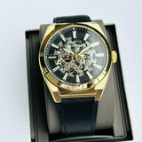 Fossil Everett Automatic Skeleton Black Dial Black Leather Strap Watch for Men - ME3208 Buy Now By Fossil