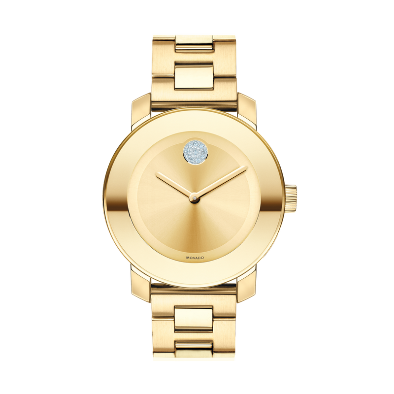 Movado Bold Gold Dial Yellow Gold Steel Strap Watch for Women - 3600104 Buy Now By Movado