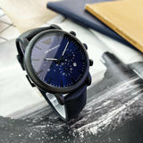 Emporio Armani Luigi Analog Blue Dial Black Leather Strap Watch For Men - AR11351 Buy Now By Emporio Armani