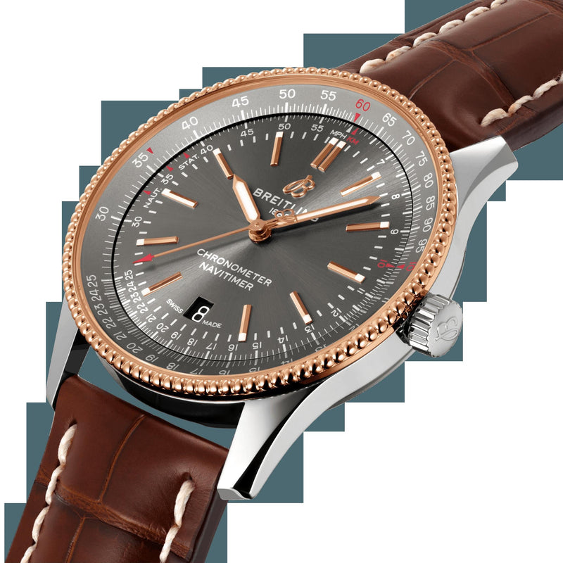 Breitling Navitimer Automatic 41 Grey Dial Brown Leather Strap Watch for Men - U17326121M1P1 Buy Now By Breitling