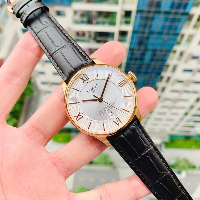 Tissot Chemin Des Tourelles Powermatic 80 Cosc Silver Dial Brown Leather Strap Watch For Men - T099.408.36.038.00 Buy Now By Tissot