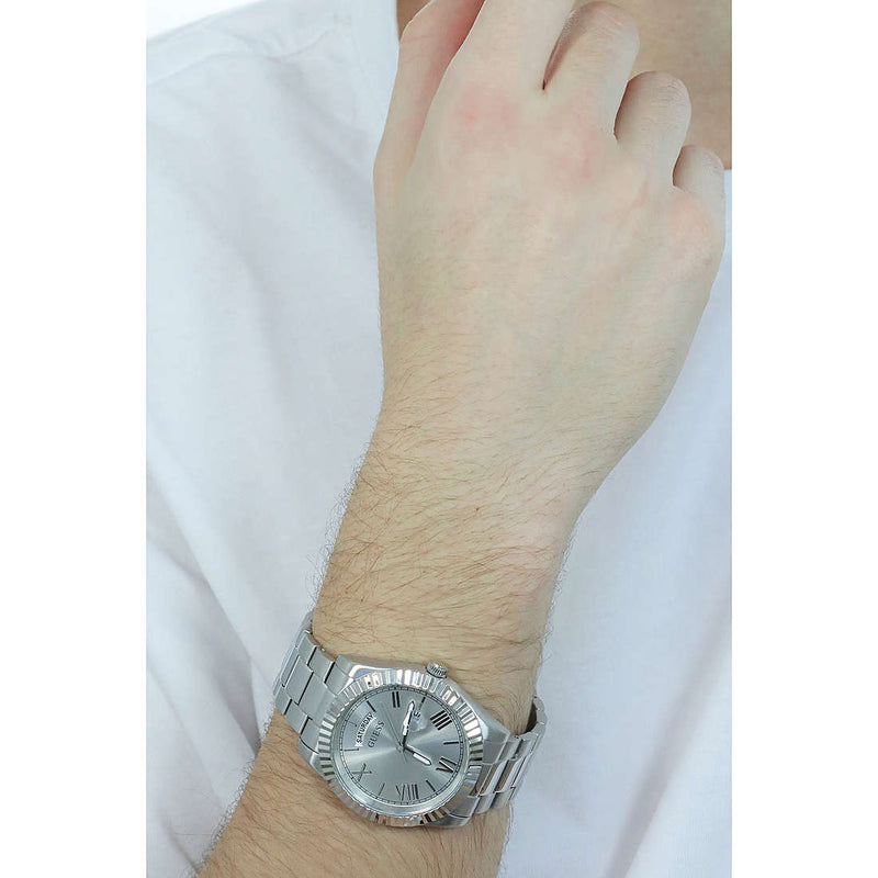 Guess Connoisseur Silver Dial Silver Steel Strap Watch for Men - GW0265G6 Buy Now By Guess
