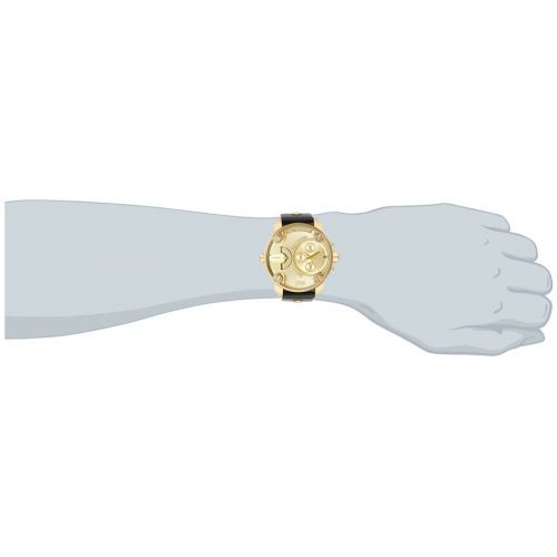 Diesel Mr Daddy Gold Dial Black Leather Strap Watch For Men - DZ7363 Buy Now By Diesel