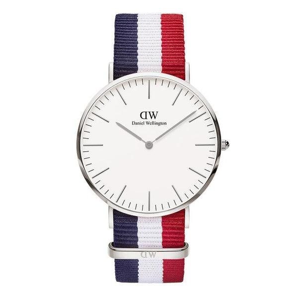 Shop Daniel Wellington Classic Cambridge White Dial Two Tone Nylon Strap Watch For Men - DW00100017 in USA