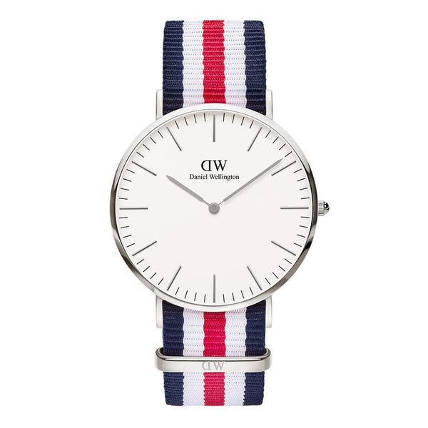Shop Daniel Wellington Classic Canterbury White Dial Two Tone Nylon Strap Watch For Men - DW00100016 in USA