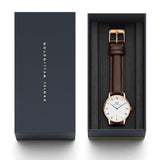 Daniel Wellington Dapper Bristol White Dial Brown Leather Strap Watch For Women - DW00100094 Buy Now By Daniel Wellington