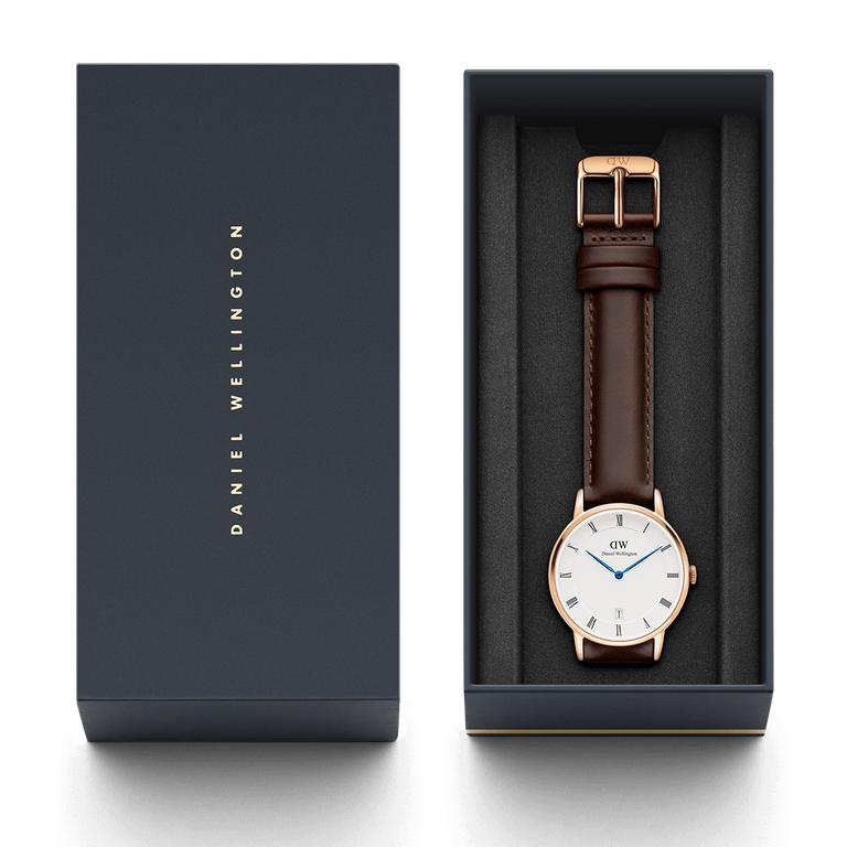 Daniel Wellington Dapper Bristol White Dial Brown Leather Strap Watch For Women - DW00100094 Buy Now By Daniel Wellington