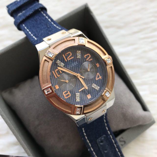 Guess Jet Setter Analog Blue Dial Blue Denim Strap Watch For Women - W0289L1 Buy Now By Guess