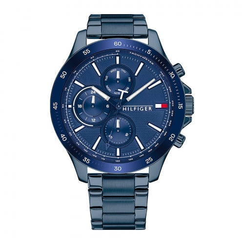 Shop Tommy Hilfiger Bank Quartz Blue Dial Blue Steel Strap Watch for Men - 1791720 in USA