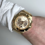 Guess Continental Gold Dial Gold Steel Strap Watch For Men - GW0260G4 Buy Now By Guess