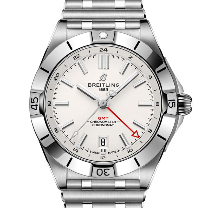 Breitling Chronomat GMT 40 White Dial Silver Steel Strap Watch for Men - A32398101A1A1