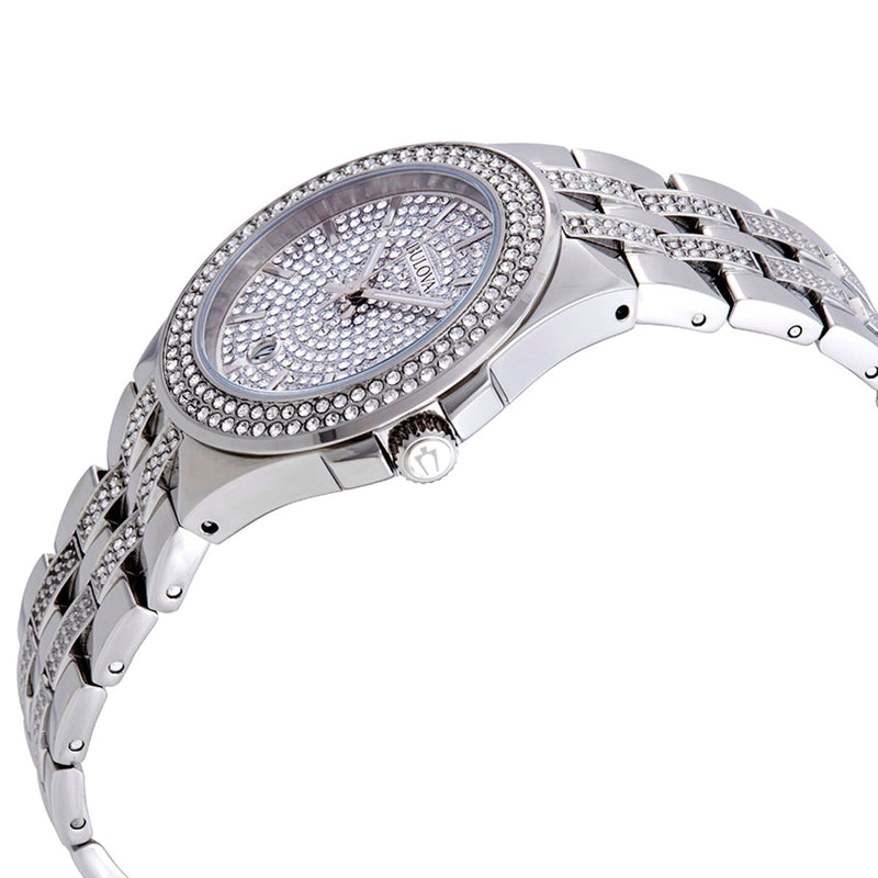 Bulova Crystal Pave Silver Dial Silver Steel Strap Watch for Men - 96B235 Buy Now By Bulova