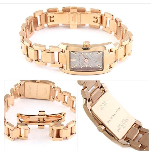 Shop Burberry Heritage Rose Gold Dial Rose Gold Steel Strap Watch For Women - BU9602 in USA