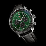 Shop Breitling Navitimer B01 Chronograph 46 Green Dial Black Leather Strap Watch for Men - AB0137241L1P1 in USA