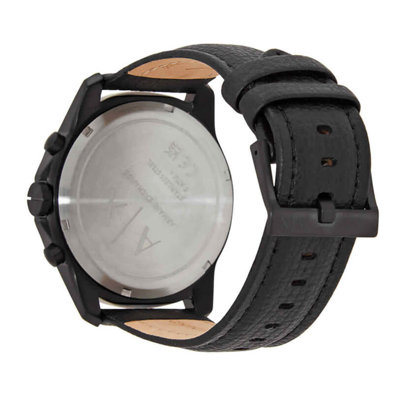 Armani Exchange Banks Chronograph Black Dial Black Leather Strap Watch For Men - AX1724 Buy Now By Armani Exchange