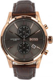 Hugo Boss Jet Chronograph Grey Dial Brown Leather Strap Watch for Men - 1513281