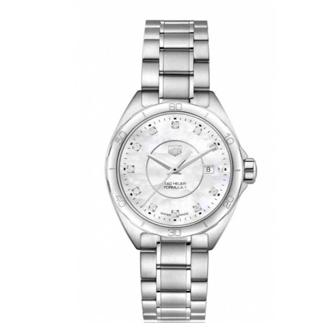 Shop Tag Heuer Formula 1 Diamonds Mother Of Pearl White Dial Silver Steel Strap Watch for Women - WBJ1419.BA0664 in USA