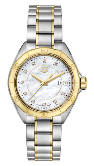 Shop Tag Heuer Formula 1 Diamonds Mother of Pearl White Dial Two Tone Steel Strap Watch for Women - WBJ1421.BB0648 in USA