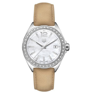 Tag Heuer Formula 1 Quartz Diamonds Mother of Pearl Dial Beige Leather Strap Watch for Women - WBJ131A.FC8254