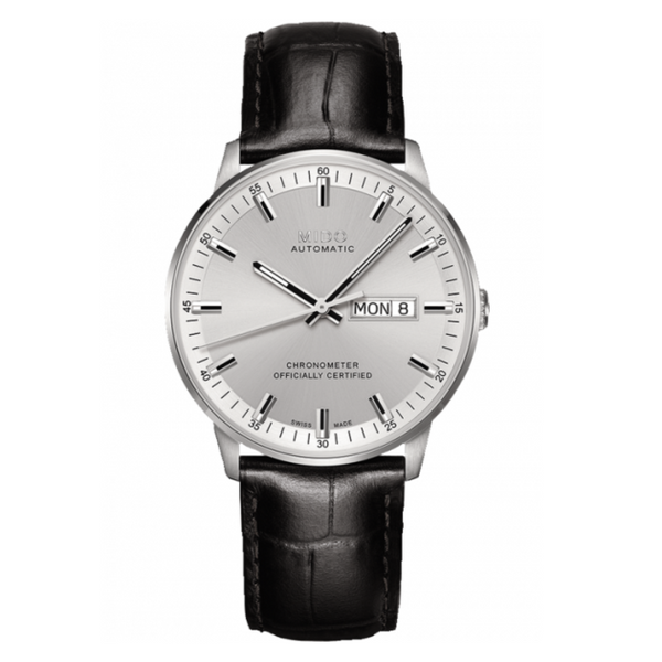 Shop Mido Comander II Automatic Chronometer Silver Dial Black Leather Strap Watch For Men - M021.431.16.031.00 in USA