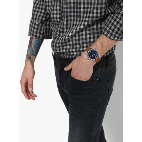 Shop Fossil Commuter Blue Dial Blue Leather Strap Watch for Men - FS5325 in USA